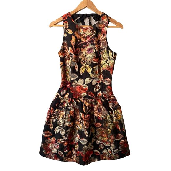 leifsdottir Dresses & Skirts - Leifsdottir Women Size 8 Floral Metallic Fit Flare Dress Boho Fairy Twee Party